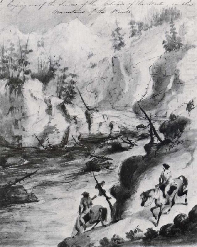 Miller, Alfred Jacob Crossing one of the Sources of the Colorado of the West,in the Mountains of the Windsl china oil painting image